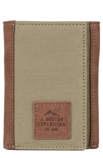 Shop Buxton J. Expedition Ii Huntington Gear Rfid Three-fold Wallet In Olive