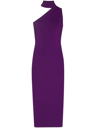 Shop Solace London Aria One-shoulder Midi Dress In Violett
