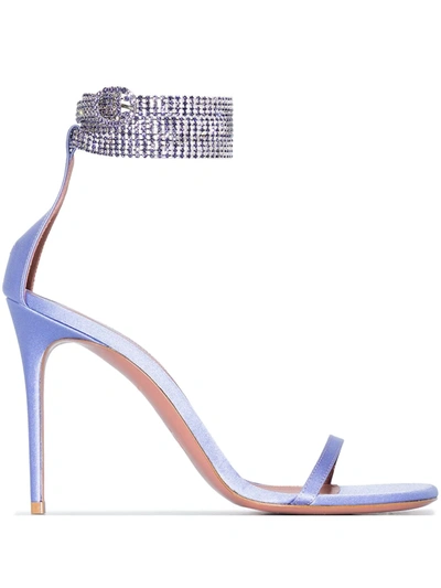 Shop Amina Muaddi Giorgia 105mm Crystal-embellished Sandals In Violett