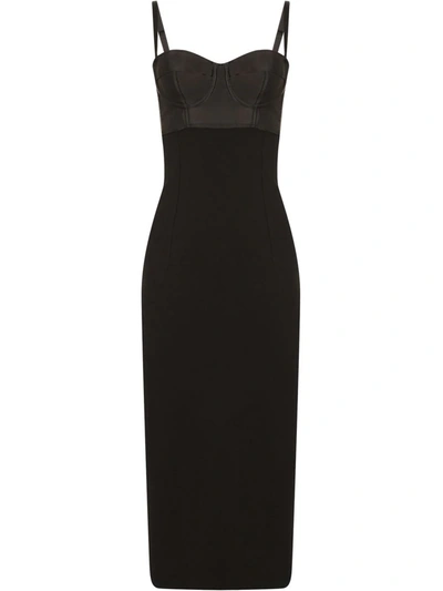 Shop Dolce & Gabbana Cut-out Bustier Midi-dress In Schwarz