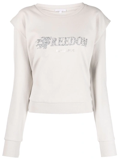 Shop Patrizia Pepe Freedom Cotton Sweatshirt In Grey