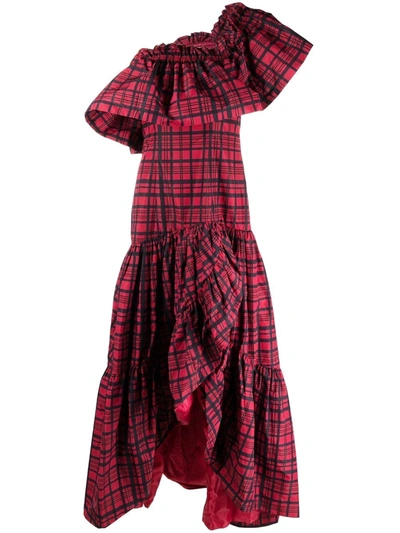 Shop Loveshackfancy Asymmetric Maxi Dress In Rot