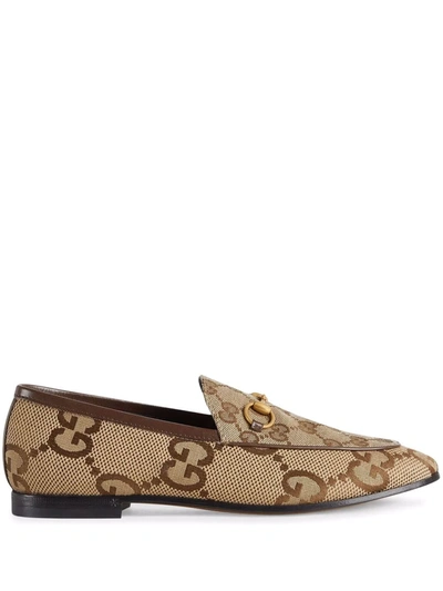 Shop Gucci Jordaan Panelled Loafers In Nude