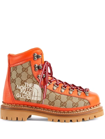 Shop Gucci X The North Face Gg Supreme Boots In Orange