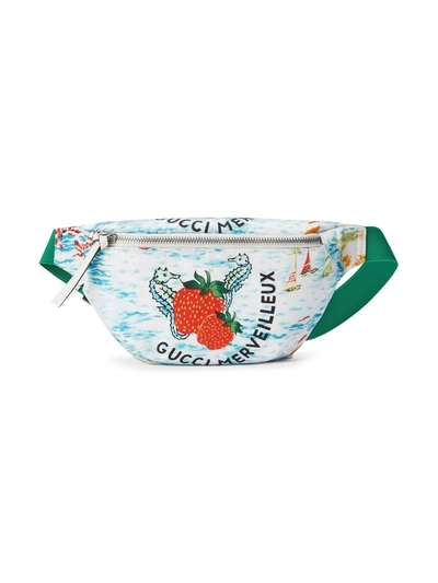 Shop Gucci Strawberry Belt Bag In Blau