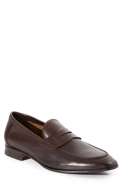 Shop Paul Stuart Harlan Penny Loafer In Brown Leather