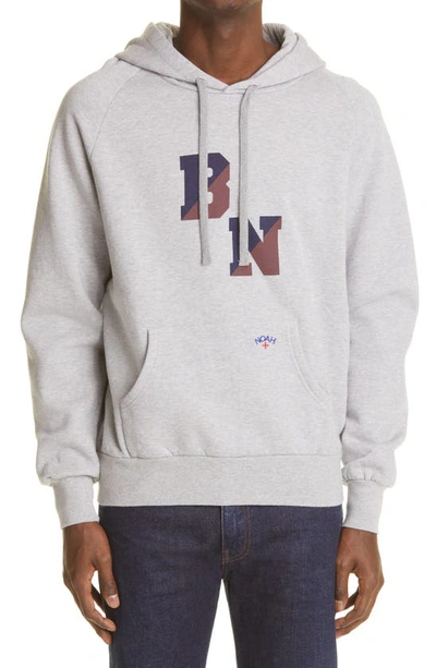 Shop Baracuta X Noah Logo Cotton Fleece Hoodie In Grey Melange