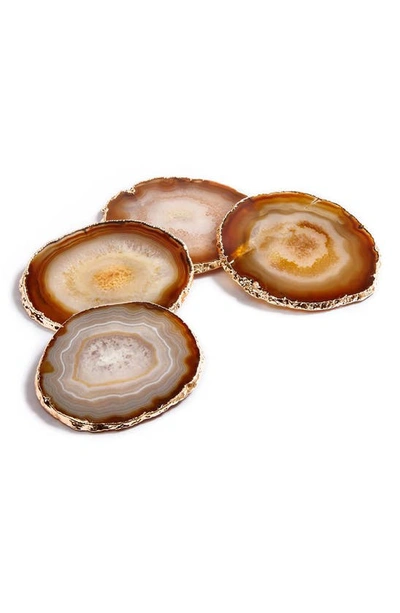 Shop Anna New York Lumino Set Of 4 Agate Coasters In Sand