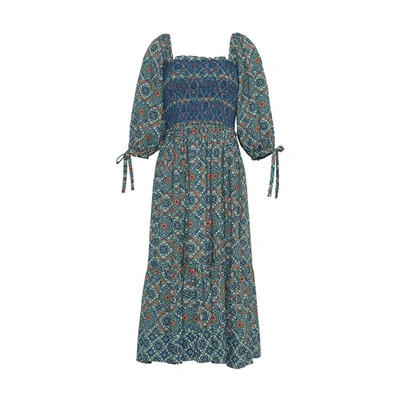 Shop Cara Cara Jazzy Dress In Moroccan Tile Teal