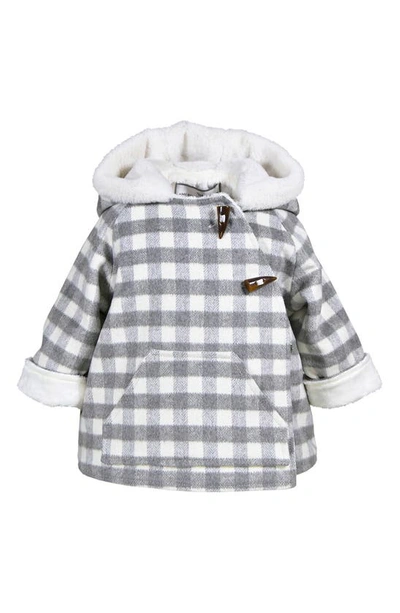 Shop Widgeon Kids' Faux Fur Lined Wrap Jacket In Grey Baby Plaid