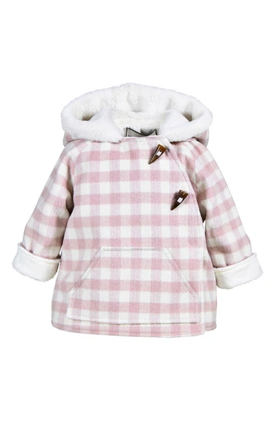 Shop Widgeon Kids' Faux Fur Lined Wrap Jacket In Pink Baby Plaid