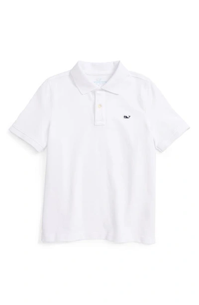 Shop Vineyard Vines Pique Cotton Polo In White Cap