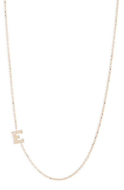 Anzie Love Letter 14k Yellow Gold Single Diamond Initial Necklace In Initial E