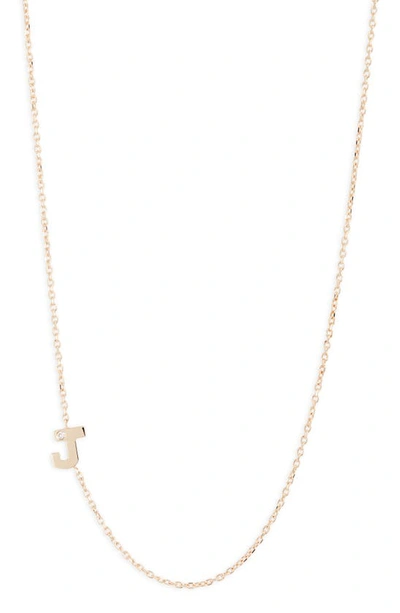 Anzie Love Letter 14k Yellow Gold Single Diamond Initial Necklace In J