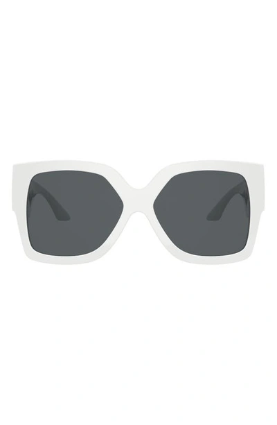 Shop Versace 59mm Rectangular Sunglasses In White/ Dark Grey
