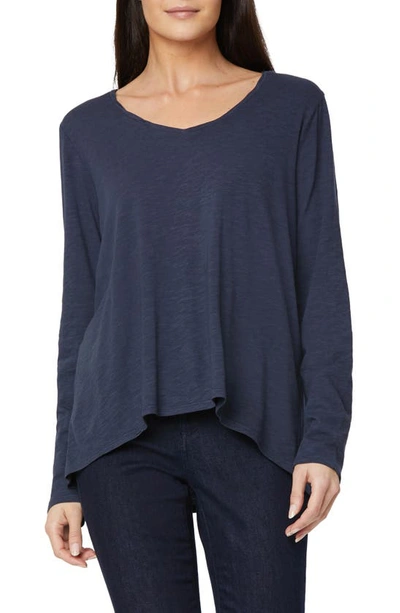 Shop Nydj Twist Neck Long Sleeve T-shirt In Oxford Navy