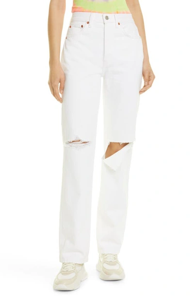 Shop Re/done High Waist Loose Jeans In White With Rips