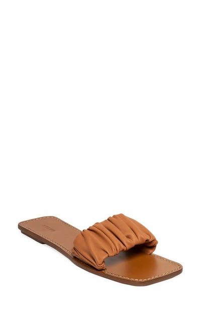 Shop Staud Nina Ruched Slide Sandal In Tan