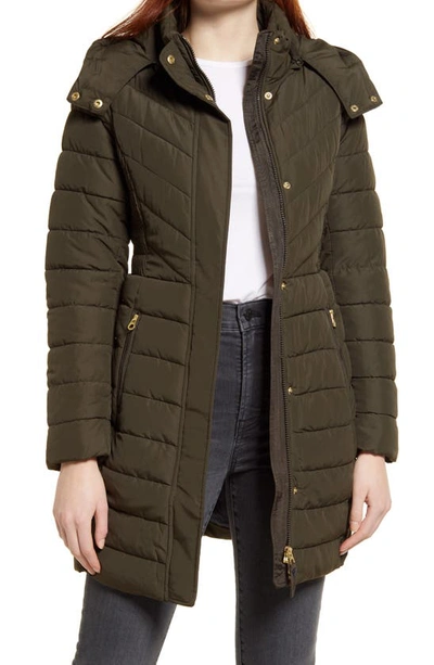 Joules Dartwell Puffer Coat With Removable Hood In Heritage Green