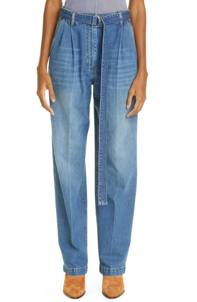 Peter Belted High-rise Straight-leg Jeans In Lt Blue