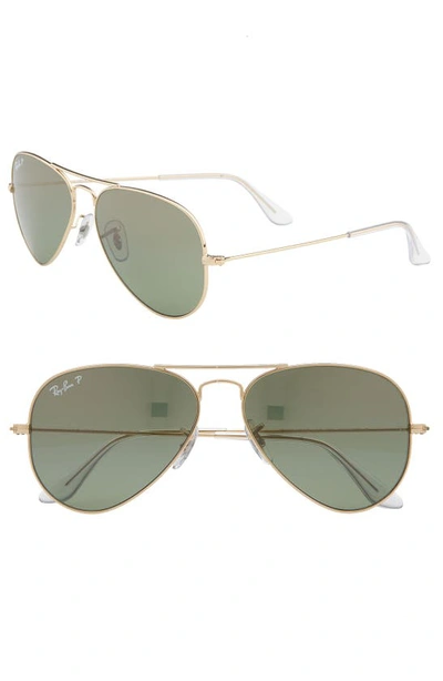 Shop Ray Ban Aviator 55mm Sunglasses In Gold