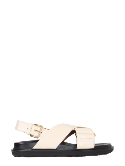 Shop Marni Crossed Sandals In Bianco