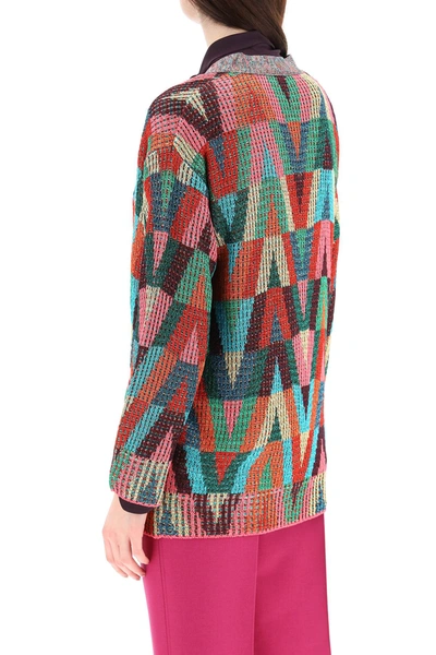 Shop Valentino Cardigan In Red,blue,green