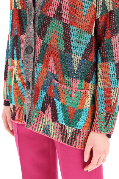 Shop Valentino Cardigan In Red,blue,green