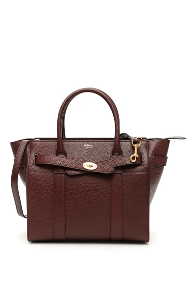 Shop Mulberry Zipped Bayswater Small Bag In Red,brown