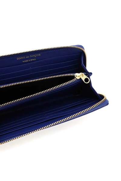 Comme Des Garçons Wallet Polka Dot Leather Wallet In Blue,white