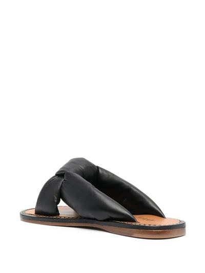 Shop Miu Miu Leather Knot Sandals In Black
