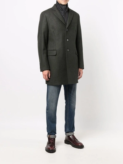Shop Fay Cashmere-wool Blend Single-breasted Fitted Coat In Green