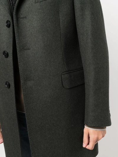Shop Fay Cashmere-wool Blend Single-breasted Fitted Coat In Green