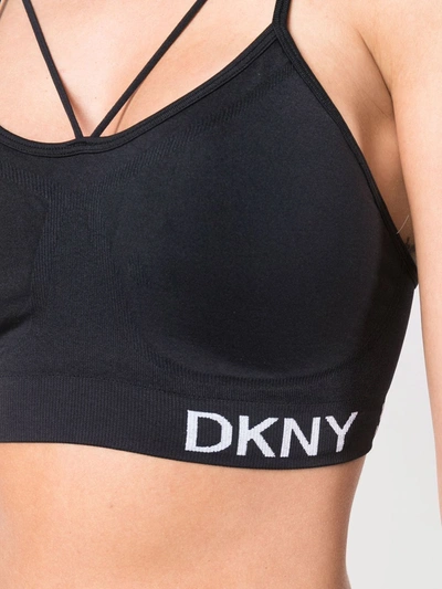 Dkny Nylon Logo Bra In Black