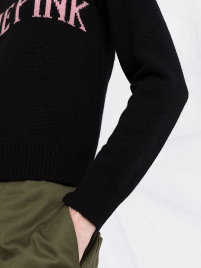 Shop Alberta Ferretti Wool Blend Intarsia-knit In Black