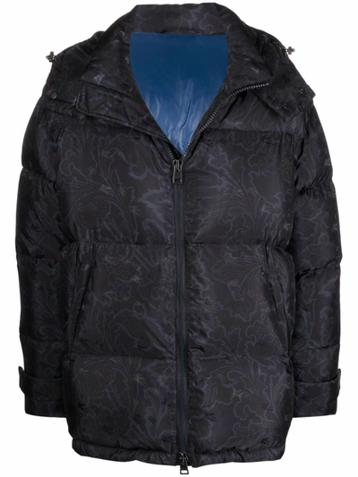 Shop Etro Down Floral Paisley-print Puffer Jacket In Black