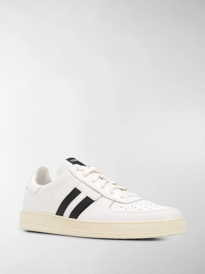 Shop Tom Ford Leather Warwick Sneakers In White