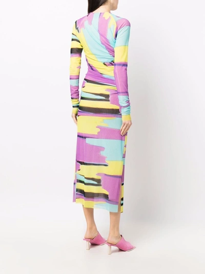 Shop Msgm Long& Multicolor Dress