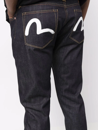 Shop Evisu Skinny Cotton Jeans In Blue