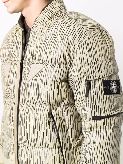 Shop Stone Island Reflective Down Bomber Jacket In Green