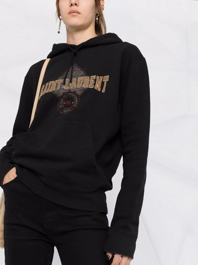 Shop Saint Laurent Logo Hoodie In Black