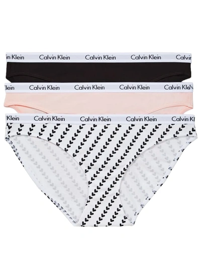 Shop Calvin Klein Carousel Bikini 3-pack In Black,hearts,nymphs