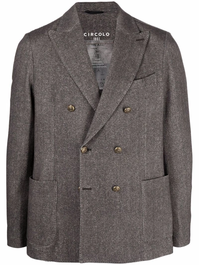 Shop Circolo 1901 Cotton Double Breasted Jacket In Grey