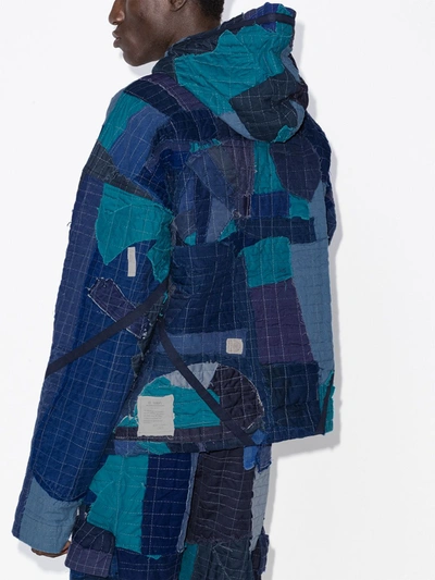 Shop Greg Lauren Artist Stitchwork Hodie In Blue