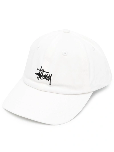 Shop Stussy Logo Baseball Hat In White