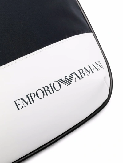 Shop Emporio Armani Small Flat Messenger Bag In Blue