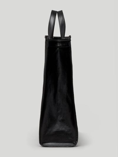 Shop Palm Angels Leather Shopping Bag In Black