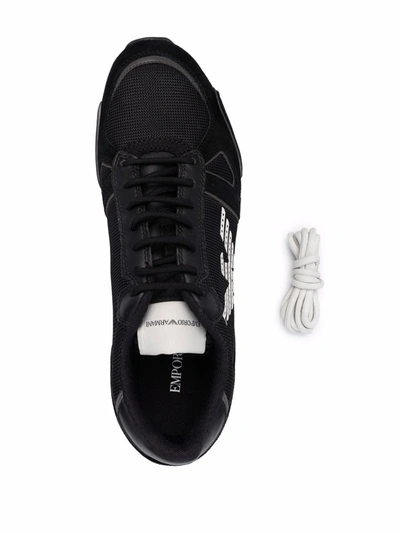 Shop Emporio Armani Logo Sneakers In Black