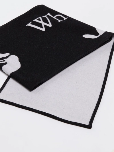 Shop Off-white Logo Wool Scarf In Black