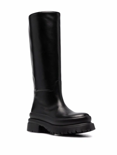 Shop Valentino Roman Stud Leather Boots In Black